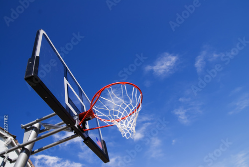 basketball net against blue sky