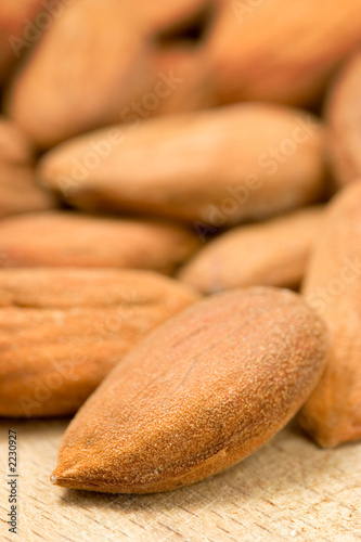 close up of a few almonds