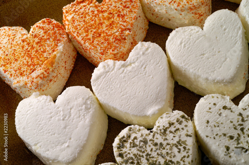 heart shaped fresh cheese closeup