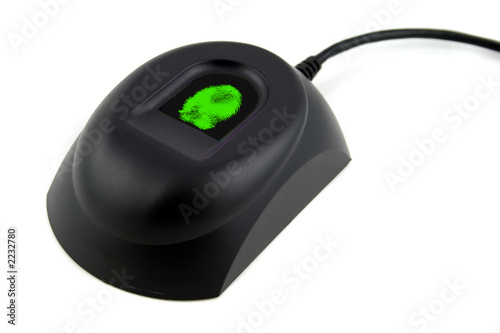 biometric device with green fingerprint