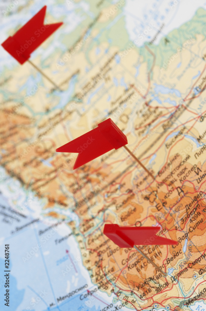 map of the america with red flags map of the america with red flags