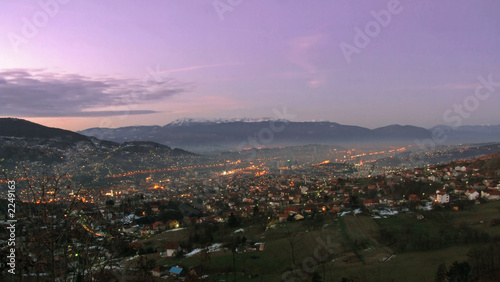 dawn at sarajevo with violet sky