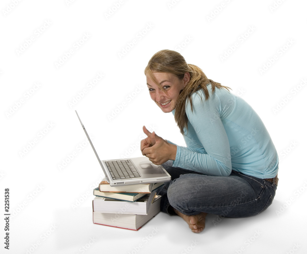 Naklejka premium laptop thumbs up