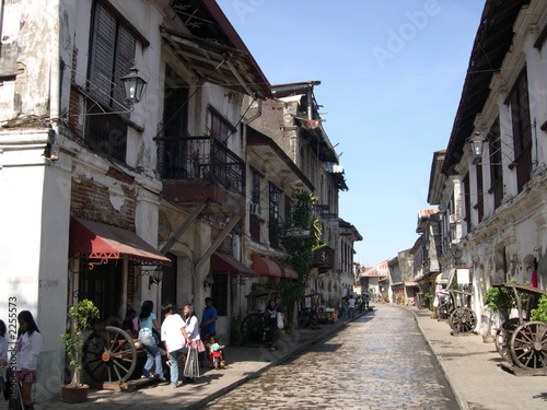 antique shops on street in vigan, philippines photo