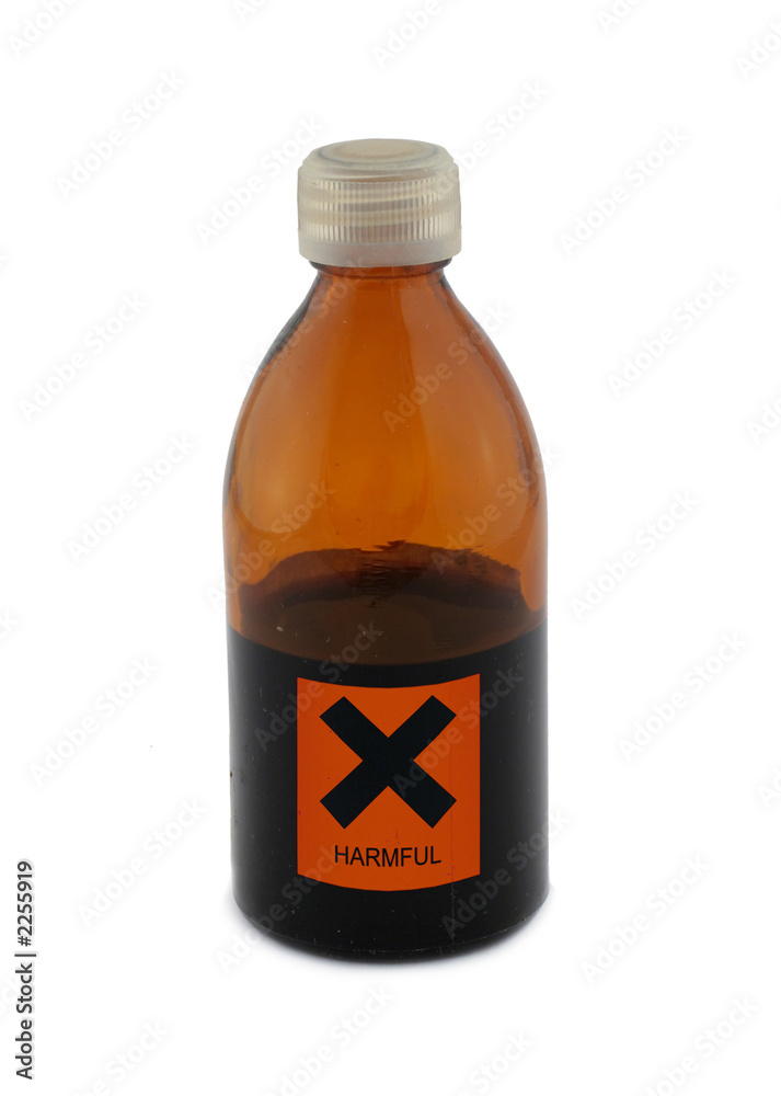 small glass bottle with harmful sign small glass bottle with harmful sign