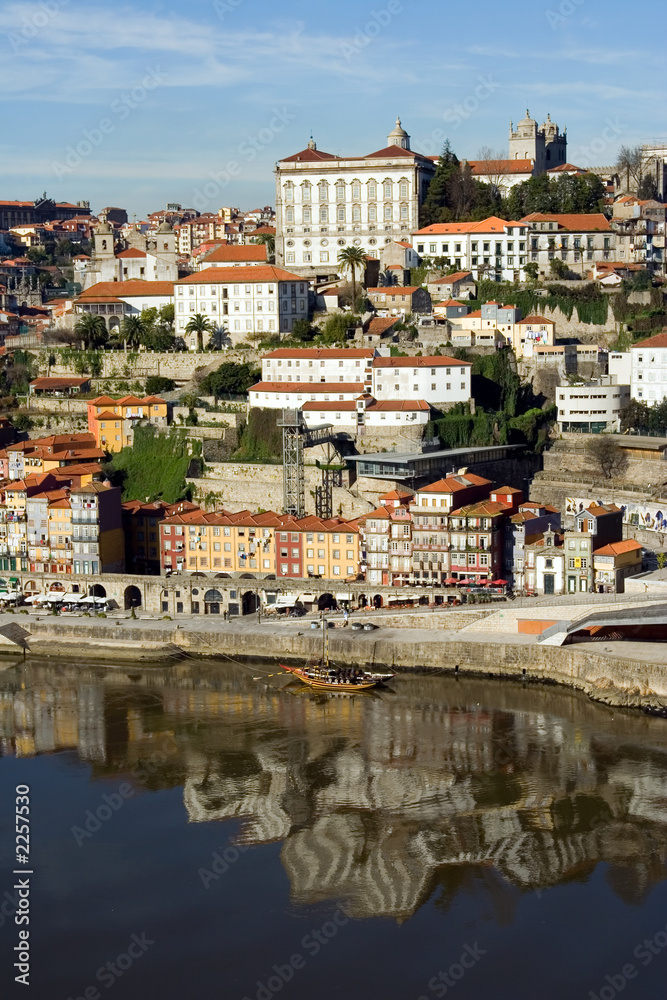 Fototapeta premium view of douro river embankment of porto city, portugal
