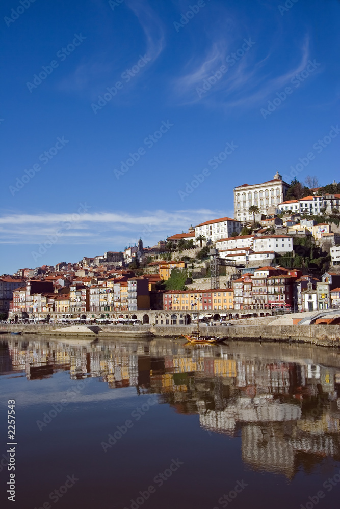 view of douro river embankment of porto city, portugal