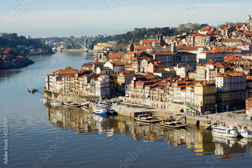 view of douro river embankment of porto city, portugal