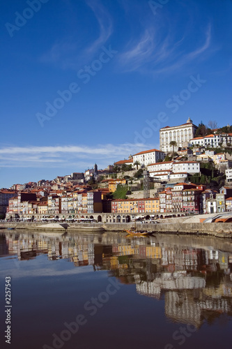 view of douro river embankment of porto city, portugal
