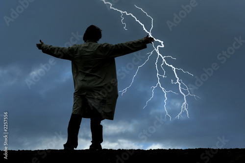 man watching thunders on a stormy night