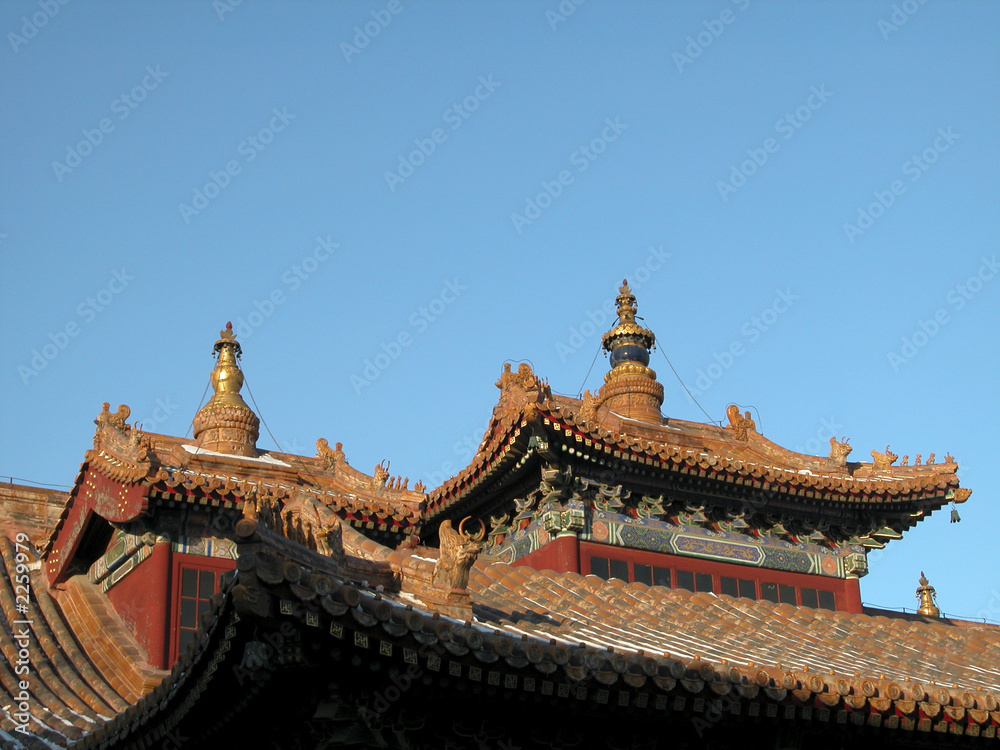 detail d'un toit de temple ancient chinois a peking