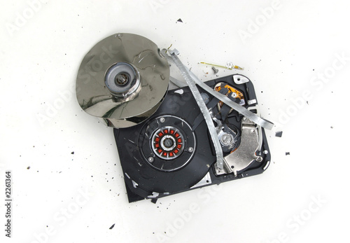 computer hard drive, broken