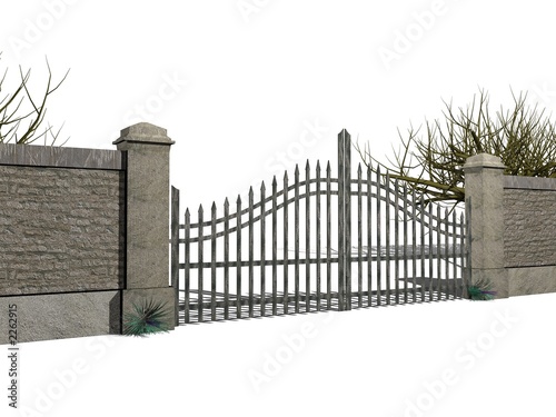 gate with bushes