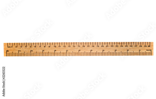 a 30 cm wooden ruler, isolated on a white backgrou