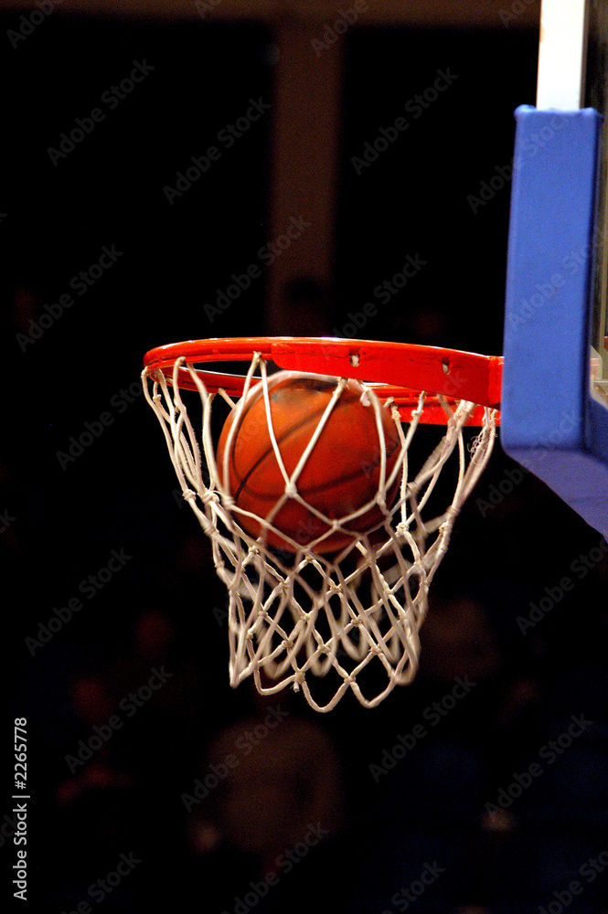 ball in a basketball basket