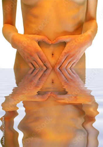 love sign shawn by naked girl in water