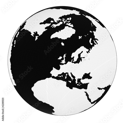 globe with hatched lines black photo