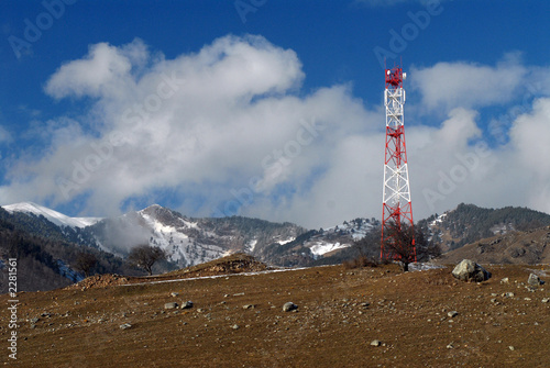 the aerial of cellular communication in mountains of caucasus