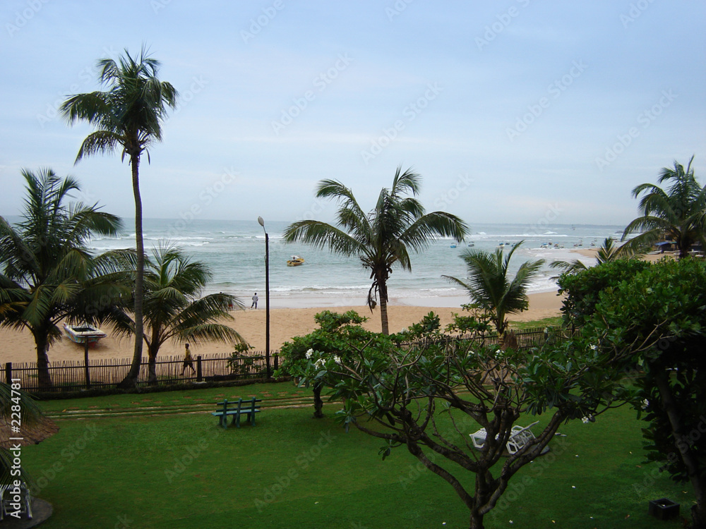 hotel beach - with the sand, blue sea, swimming po hotel beach - with the sand, blue sea, swimming po