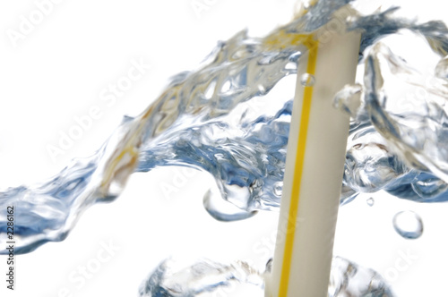 yellow straw and water bubbles