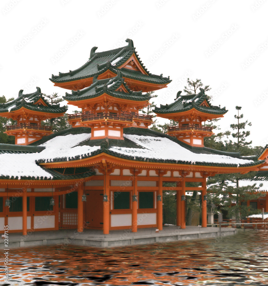 Fototapeta premium orange temple with water