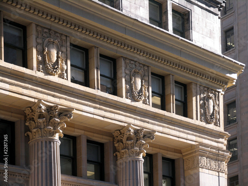 close-up of old office building