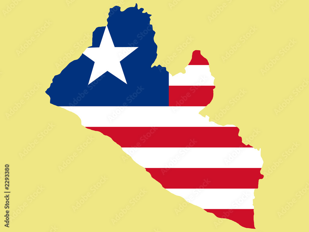 map of liberia and liberian flag illustration Stock Illustration
