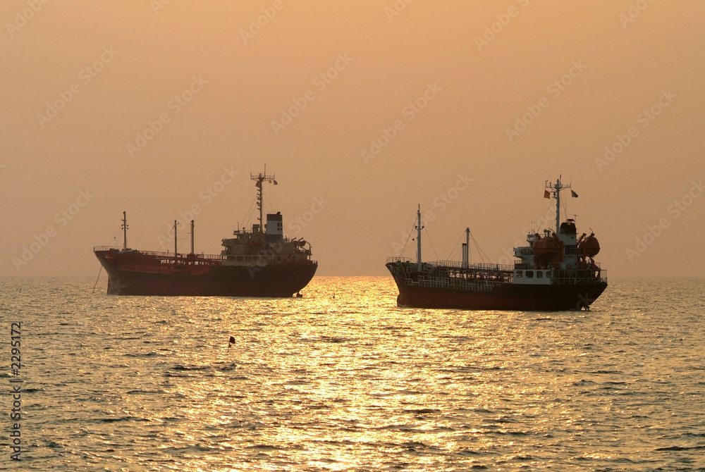 two ships at anchor