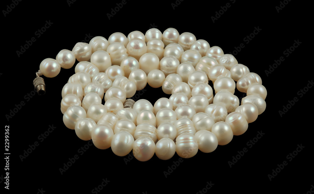 string of pearls isolated on black