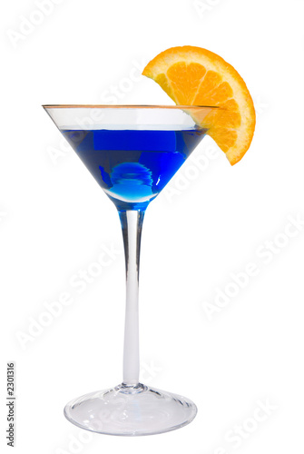 blue martini with orange slice