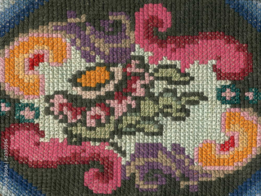 embroidery on a fabric.
