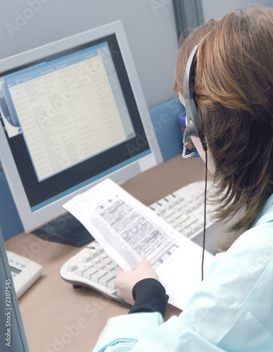 girl talking online in the call centre
