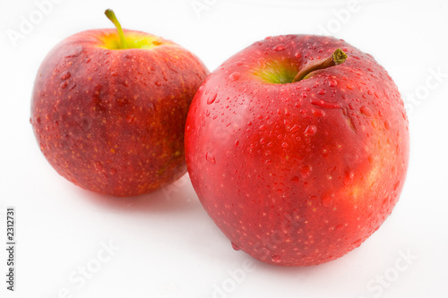 two red wet apples