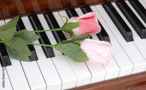 piano and flowers