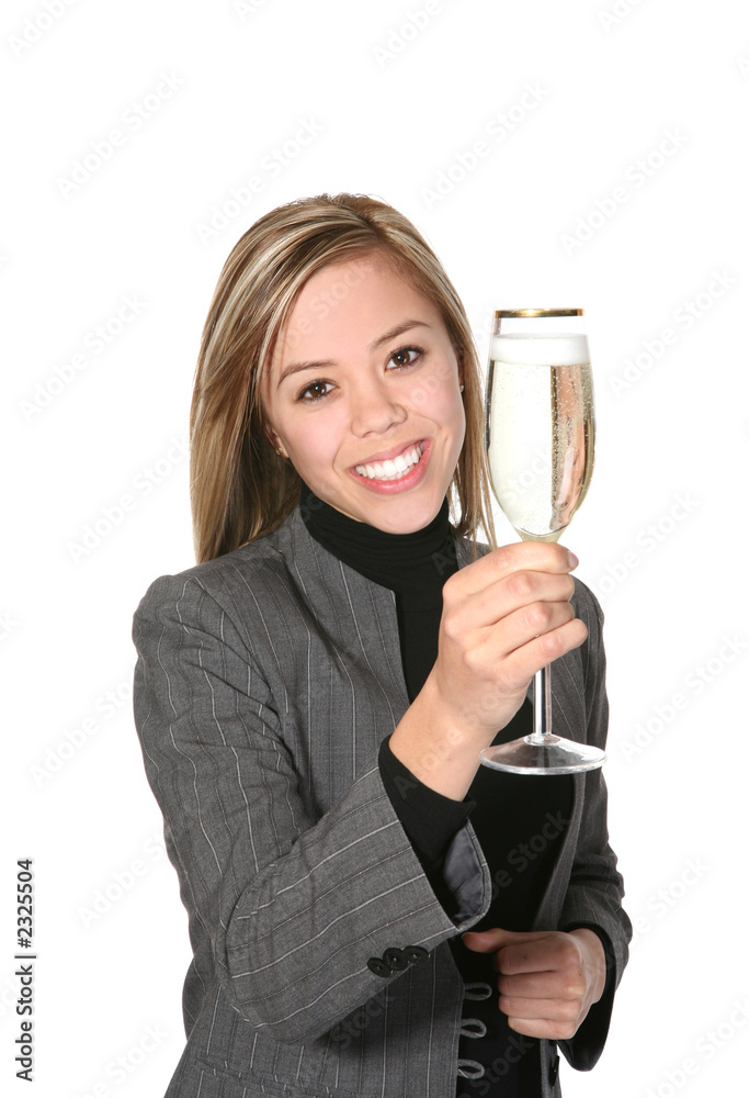 business woman with champagne