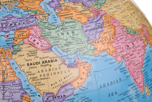 Fototapeta Close up of middle east map on globe