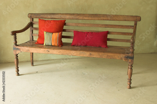 single bench with cushions