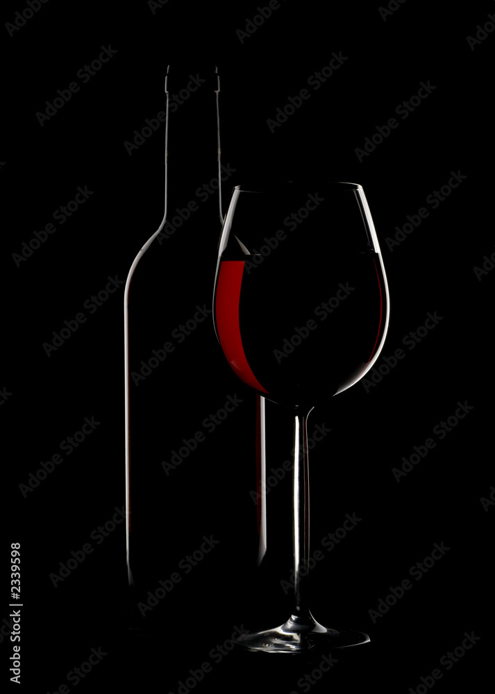 wine glass and bottle silhoutte