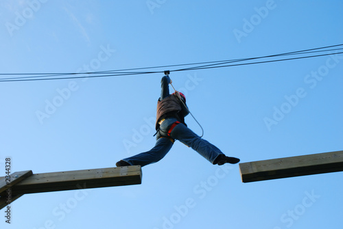 woman taking a big risk with a jump