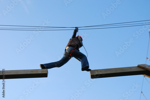 woman taking a big risk with jump