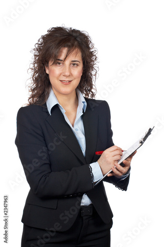 smiling business woman writing