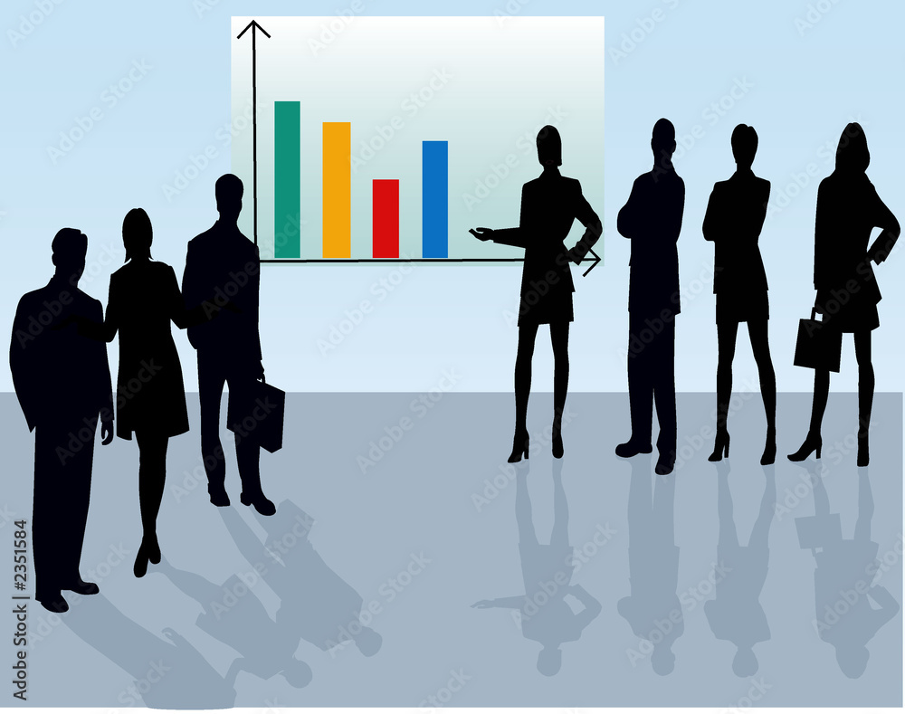  business team -  silhouettes illustration
