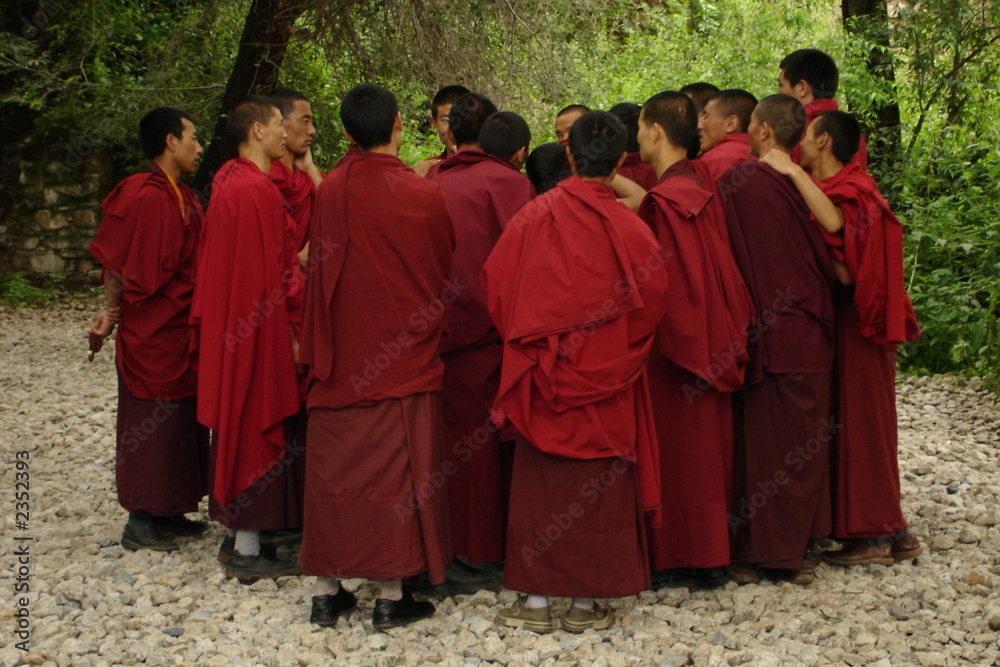 moines tibétains à la lamasserie de lhassa