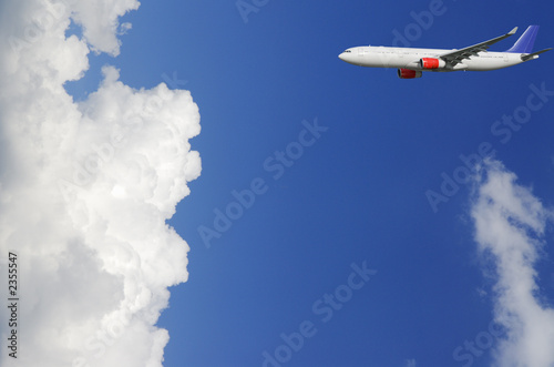 airplane, airliner high above the clouds