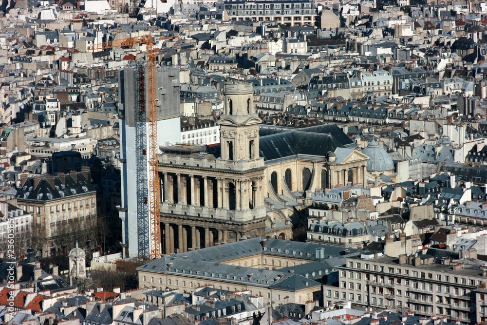 aerial view of saint-suplice church, paris