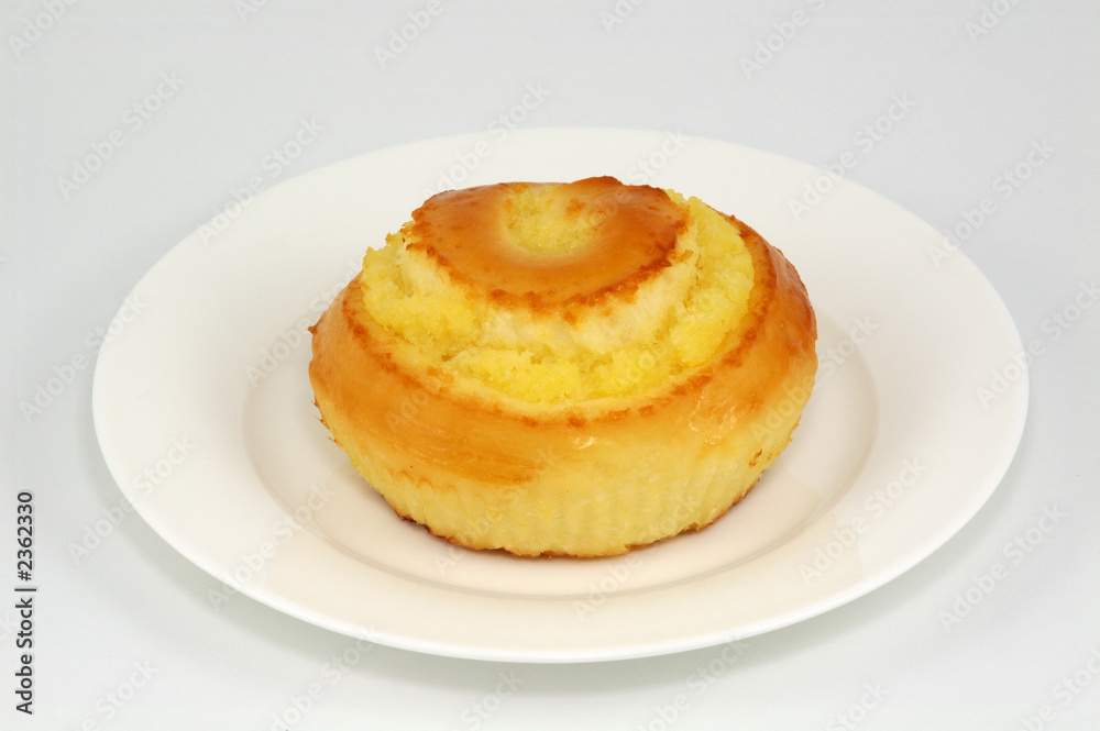 sweet bun on white plate