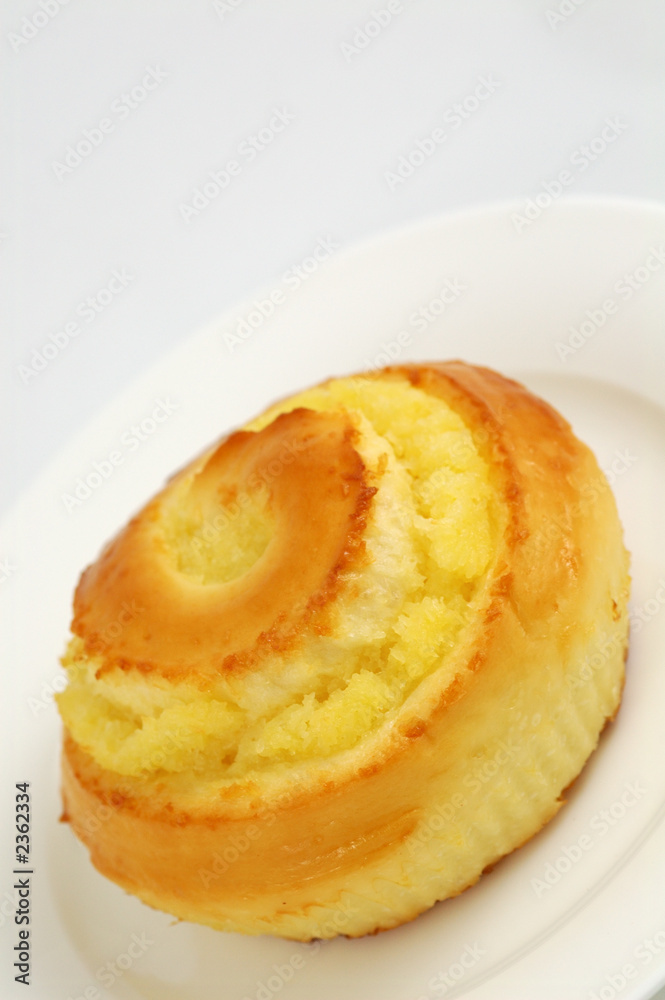 sweet bun on white plate sweet bun on white plate
