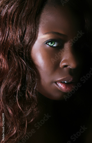 Obraz na plátne pretty black woman with green eyes