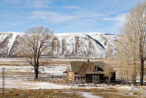 log house on prairie