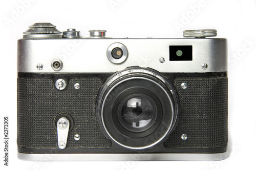 old film rangefinder camera isolated on white